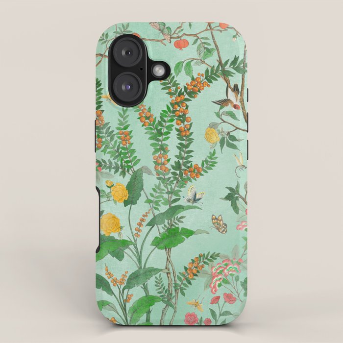 Chinoiserie Aqua Mint Floral Garden Fresco iPhone Case Gallery Image 1