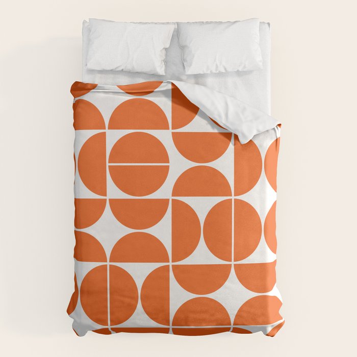 Mid Century Modern Geometric 04 Orange Duvet Cover Gallery Image 6