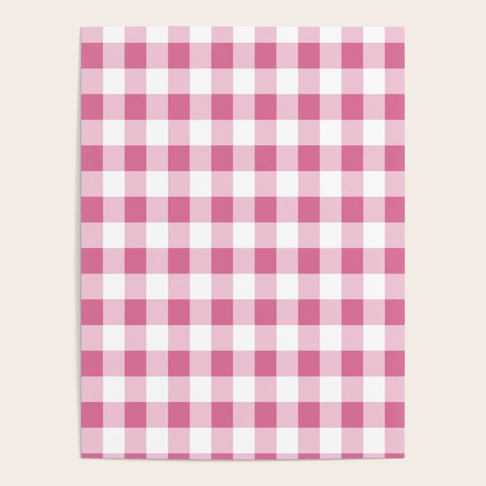 Gingham Large Pink White Poster Gallery Image 2