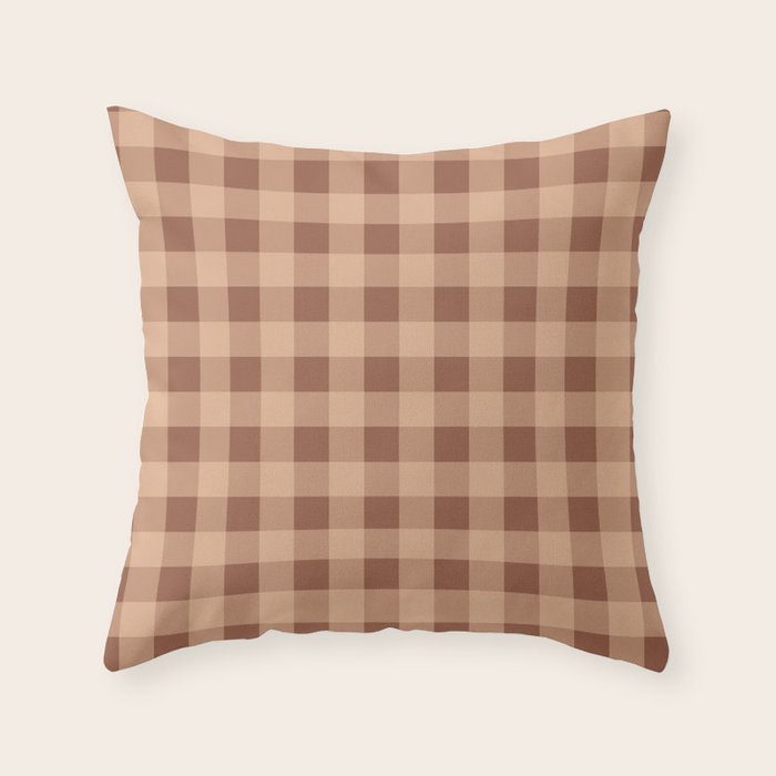 Gingham Large Brown Dark Light Tan Throw Pillow Gallery Image 2