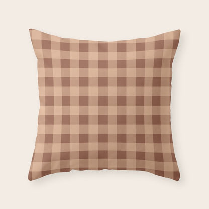 Gingham Large Brown Dark Light Tan Throw Pillow Gallery Image 5