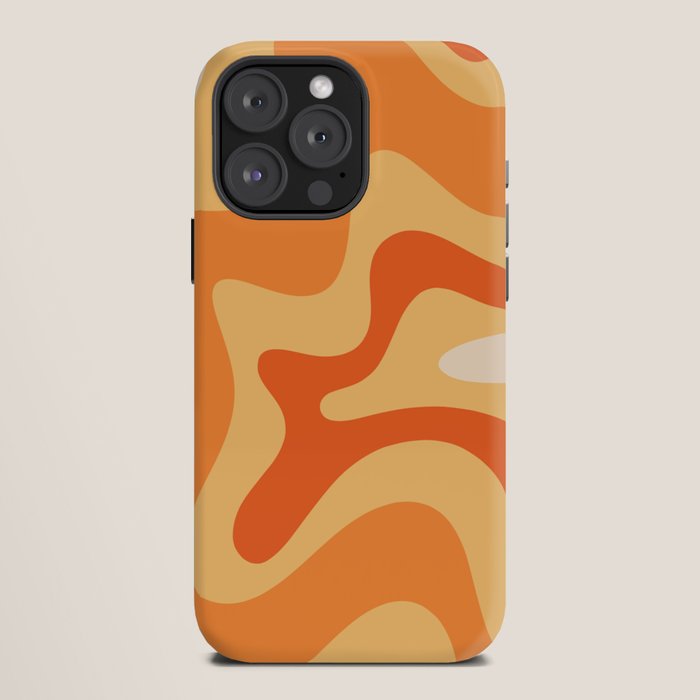 Retro Liquid Swirl Abstract Pattern Square in Tangerine Orange Yellow Tones iPhone Case Gallery Image 12