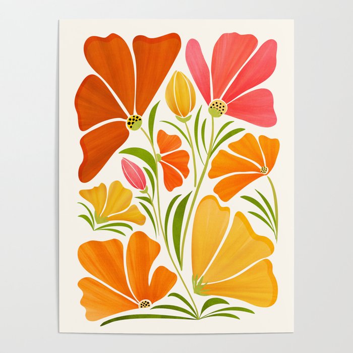 Spring Wildflowers Floral Illustration Poster Gallery Image 3