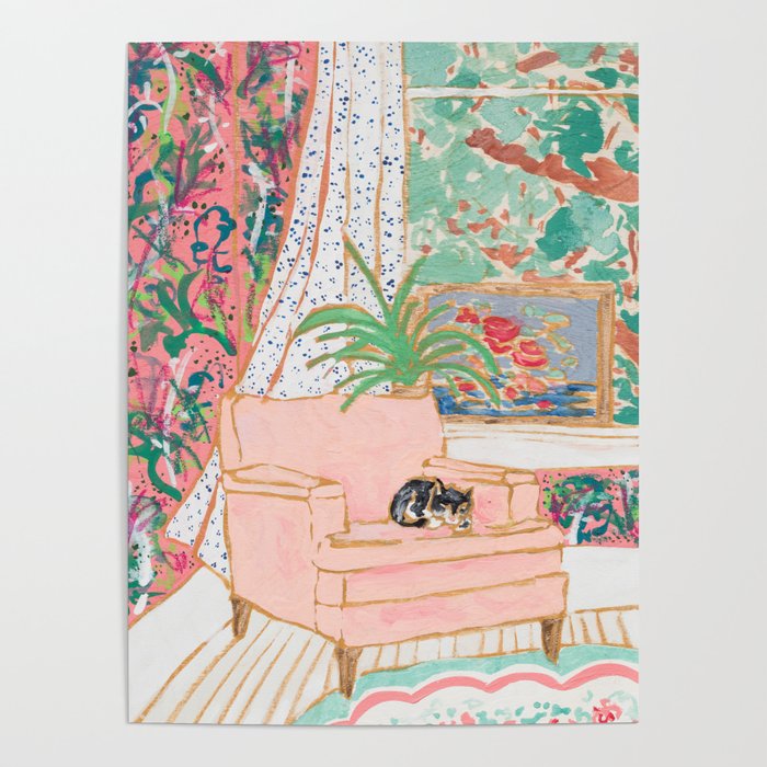 Catnap - Tuxedo Cat Napping in Chair by the Window Poster Gallery Image 2