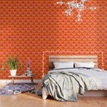 Orange Scalloped Floral Pattern Wallpaper Gallery Image 1