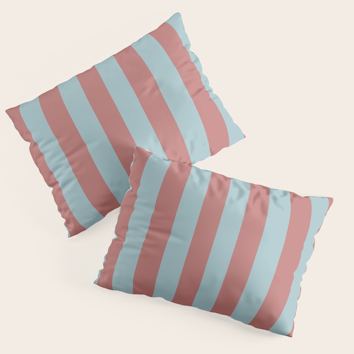 Dusty Pink Greyish Blue Stripe Pillow Sham Gallery Image 3