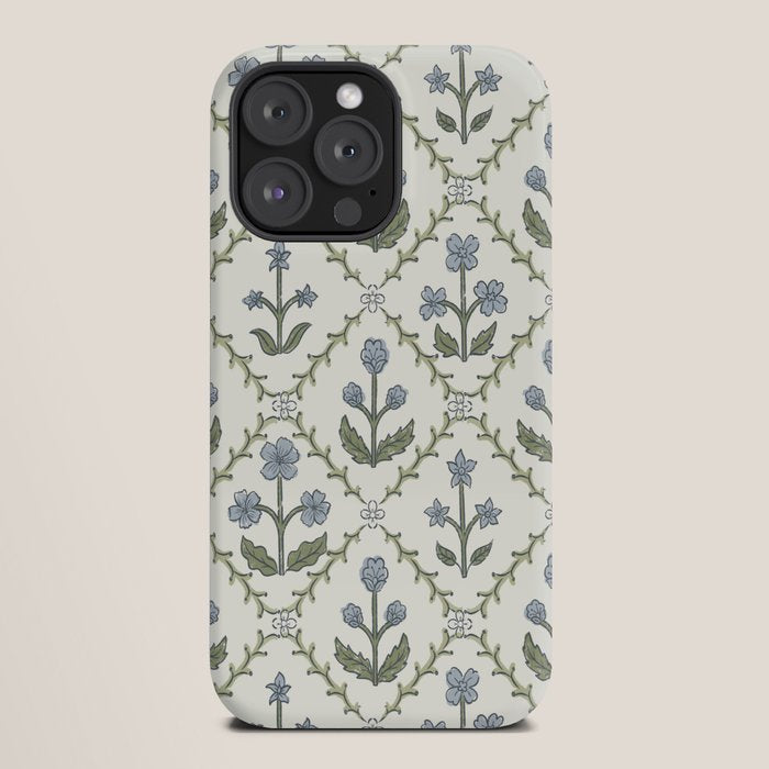Lattice Block Print Floral - Blue Green iPhone Case Gallery Image 20
