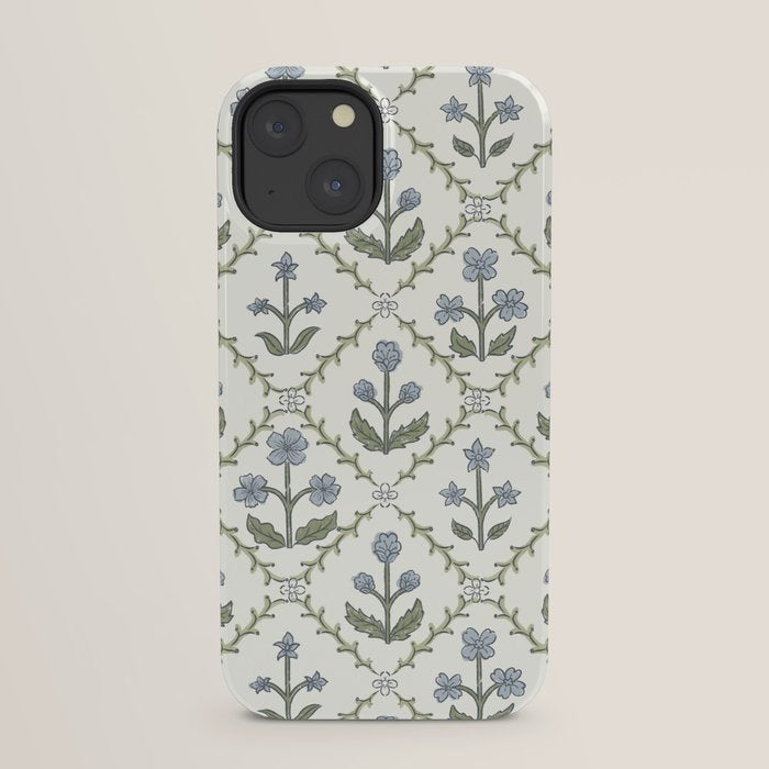 Lattice Block Print Floral - Blue Green iPhone Case Gallery Image 21