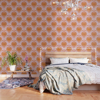 Orange Crab On Pink Pattern Wallpaper Gallery Image 2