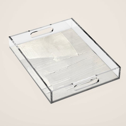 Relief [1]: an abstract, textured piece in white by Alyssa Hamilton Art Acrylic Tray Gallery Image 1
