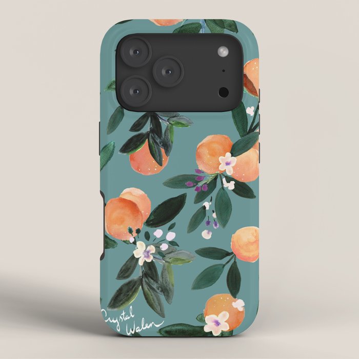 Dear Clementine - oranges teal by Crystal Walen iPhone Case Gallery Image 3