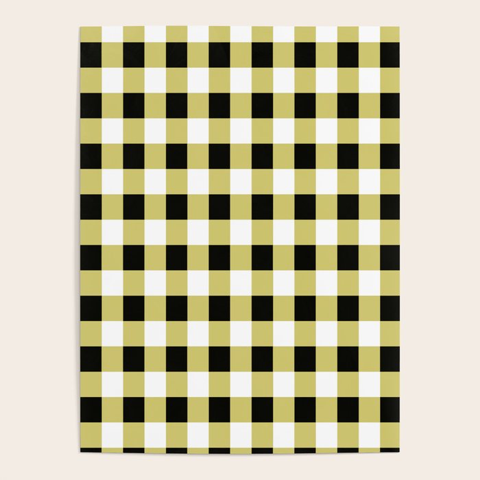 Gingham Large Yellow Black White Poster Gallery Image 1