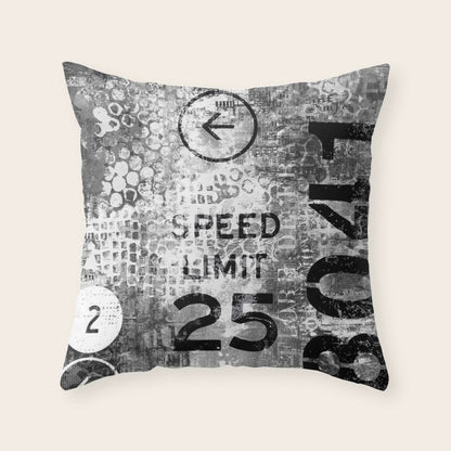 Urban Street Art Numbers And Text Fragments Throw Pillow Gallery Image 4