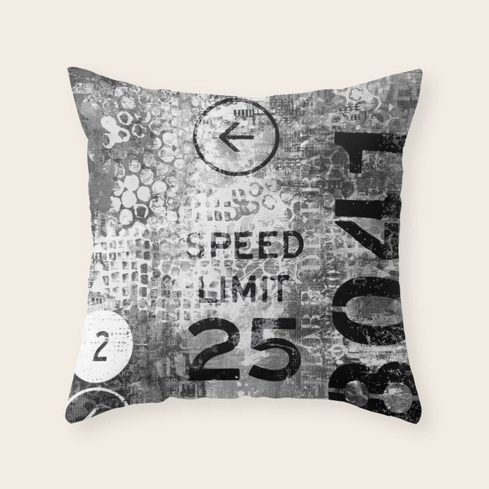 Urban Street Art Numbers And Text Fragments Throw Pillow Gallery Image 5
