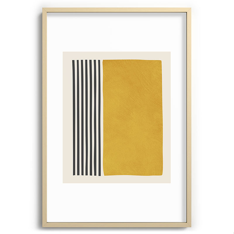 Mustard Yellow Black Lines Abstract Art Framed Art Print Gallery Image 74