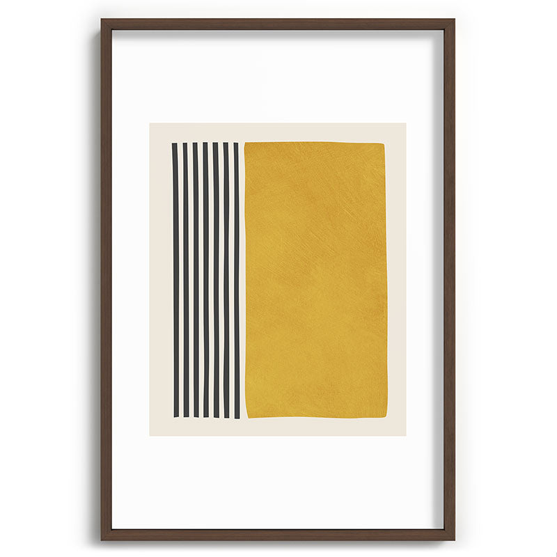 Mustard Yellow Black Lines Abstract Art Framed Art Print Gallery Image 68