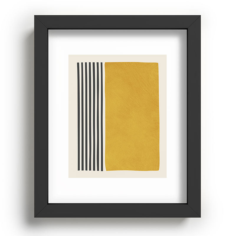 Mustard Yellow Black Lines Abstract Art Framed Art Print Gallery Image 57
