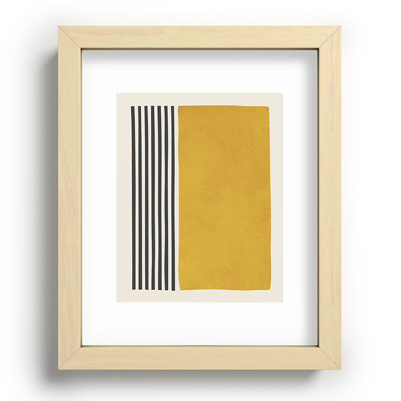 Mustard Yellow Black Lines Abstract Art Framed Art Print Gallery Image 69