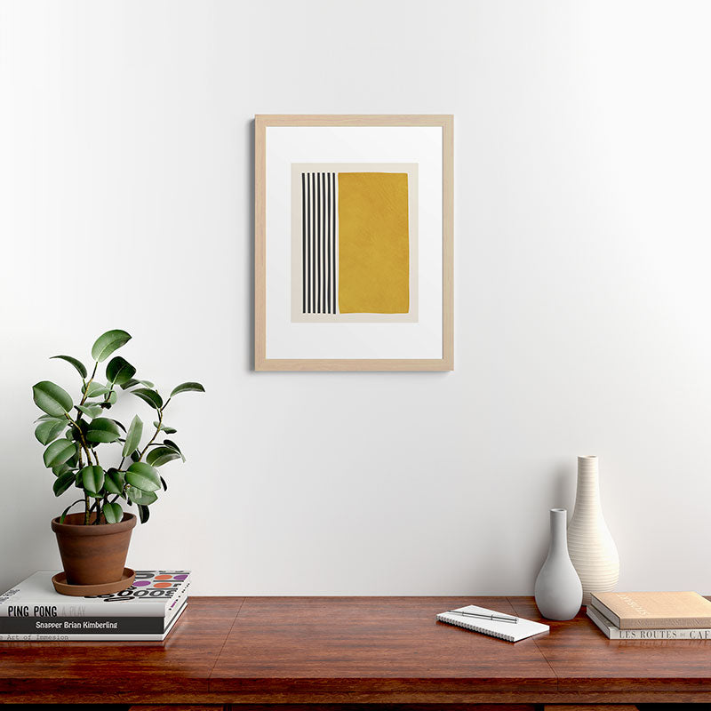 Mustard Yellow Black Lines Abstract Art Framed Art Print Gallery Image 47