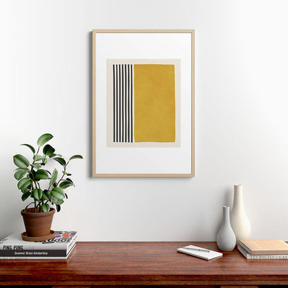 Mustard Yellow Black Lines Abstract Art Framed Art Print Gallery Image 20