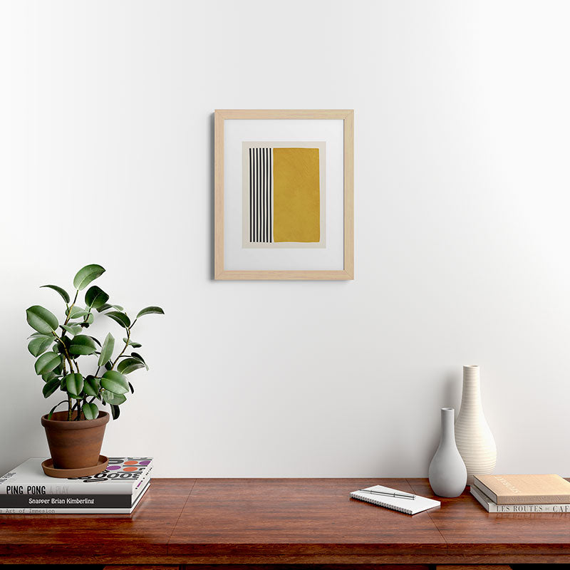 Mustard Yellow Black Lines Abstract Art Framed Art Print Gallery Image 46