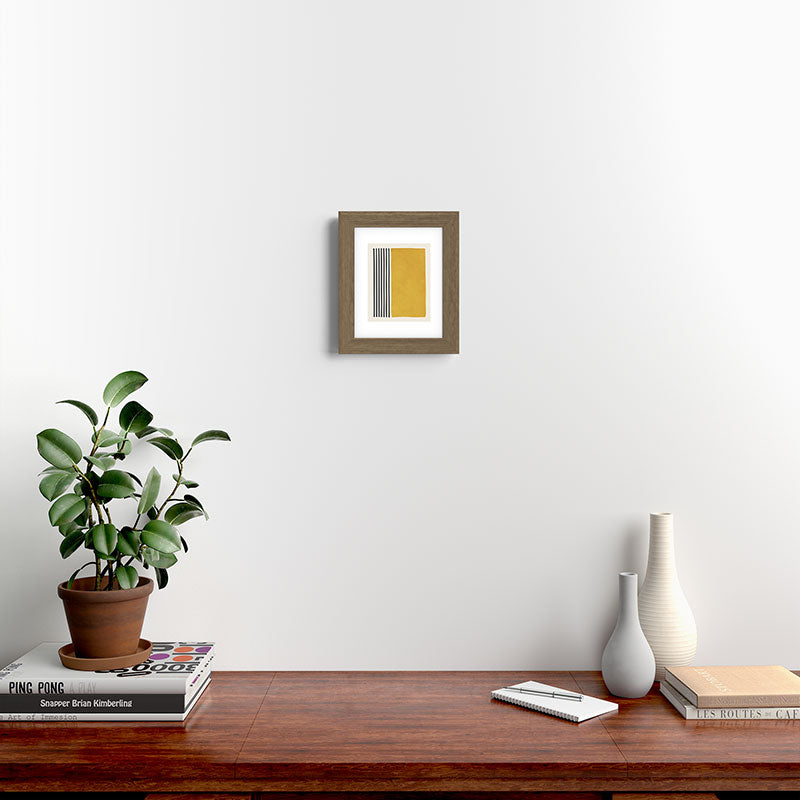 Mustard Yellow Black Lines Abstract Art Framed Art Print Gallery Image 36