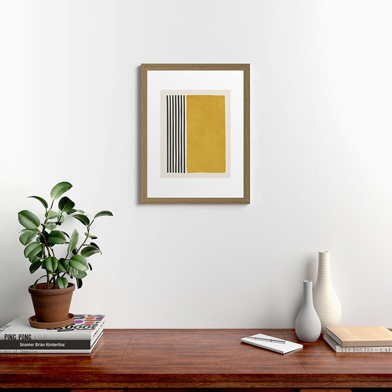 Mustard Yellow Black Lines Abstract Art Framed Art Print Gallery Image 40