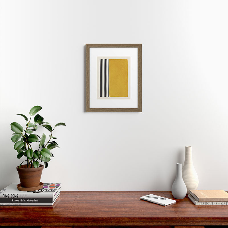 Mustard Yellow Black Lines Abstract Art Framed Art Print Gallery Image 39