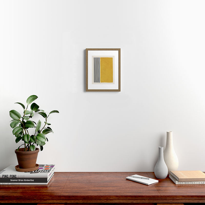 Mustard Yellow Black Lines Abstract Art Framed Art Print Gallery Image 9