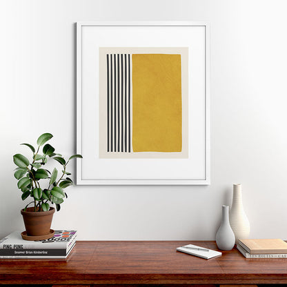 Mustard Yellow Black Lines Abstract Art Framed Art Print Gallery Image 56
