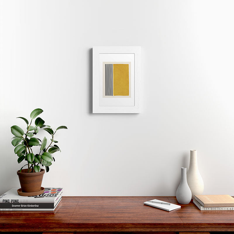 Mustard Yellow Black Lines Abstract Art Framed Art Print Gallery Image 52