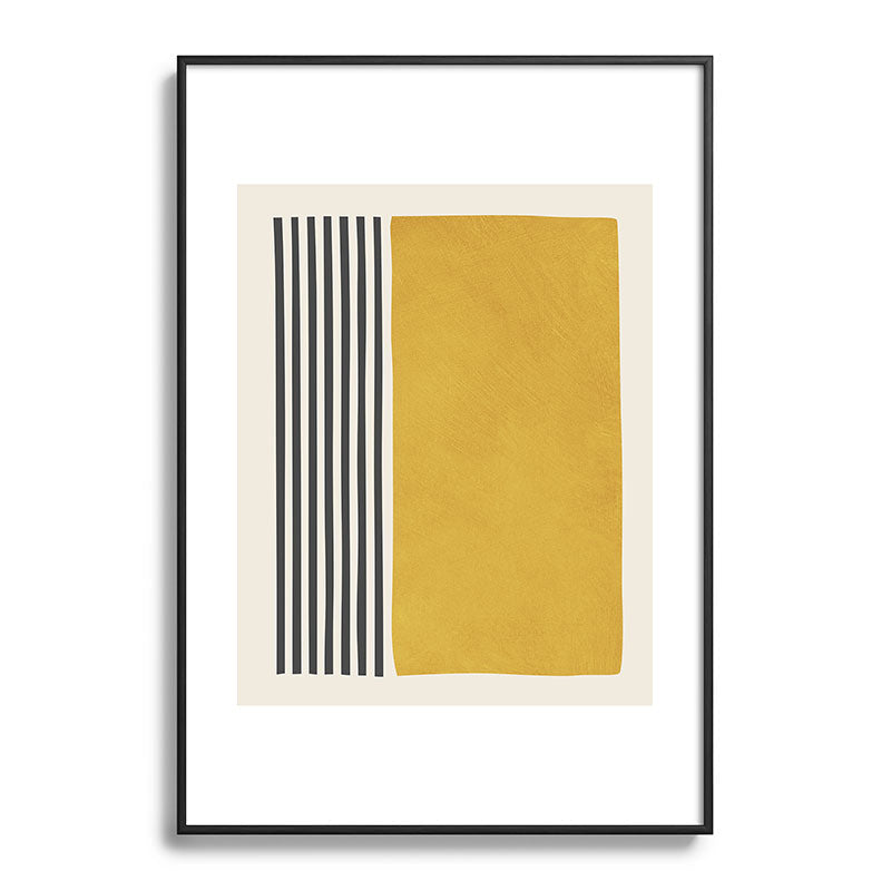 Mustard Yellow Black Lines Abstract Art Framed Art Print Gallery Image 83