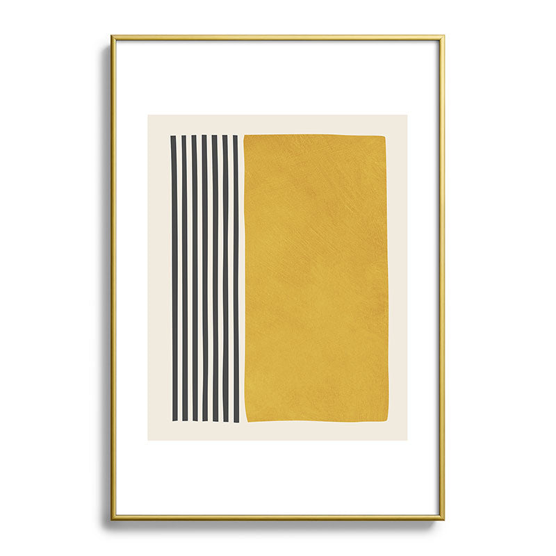 Mustard Yellow Black Lines Abstract Art Framed Art Print Gallery Image 90