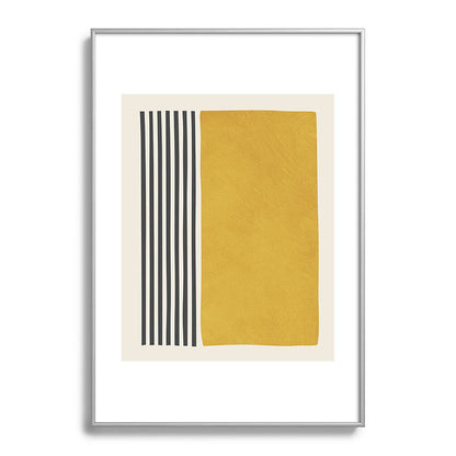 Mustard Yellow Black Lines Abstract Art Framed Art Print Gallery Image 97