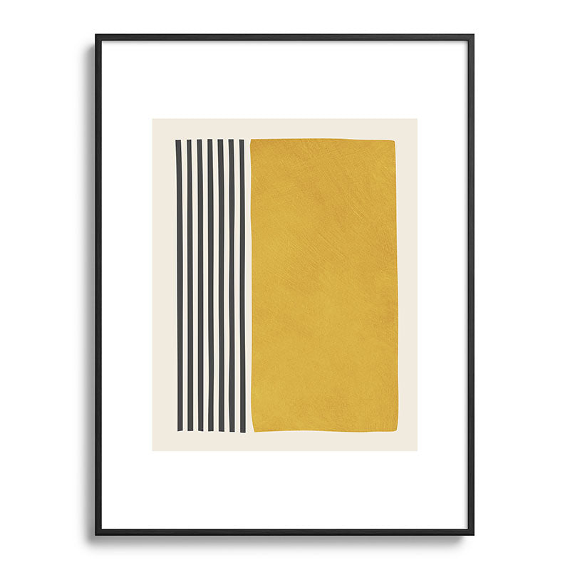 Mustard Yellow Black Lines Abstract Art Framed Art Print Gallery Image 84