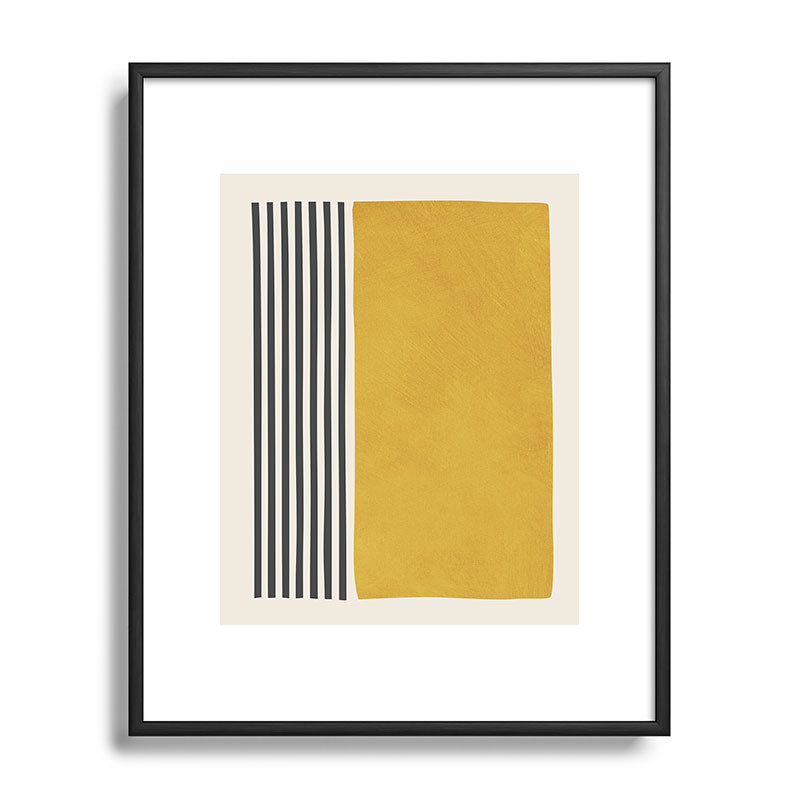 Mustard Yellow Black Lines Abstract Art Framed Art Print Gallery Image 82