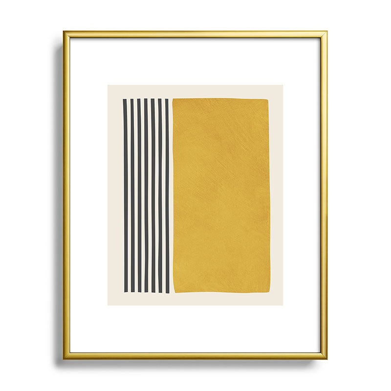 Mustard Yellow Black Lines Abstract Art Framed Art Print Gallery Image 89