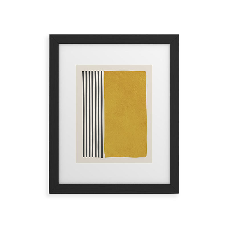 Mustard Yellow Black Lines Abstract Art Framed Art Print Gallery Image 33
