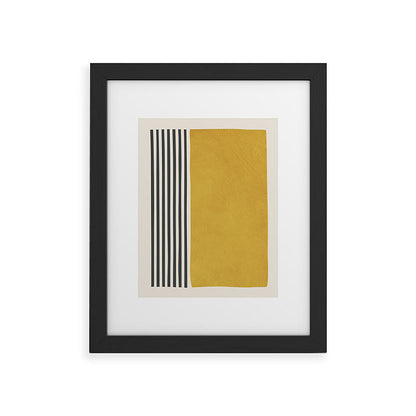 Mustard Yellow Black Lines Abstract Art Framed Art Print Gallery Image 29