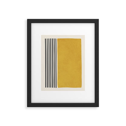 Mustard Yellow Black Lines Abstract Art Framed Art Print Gallery Image 2