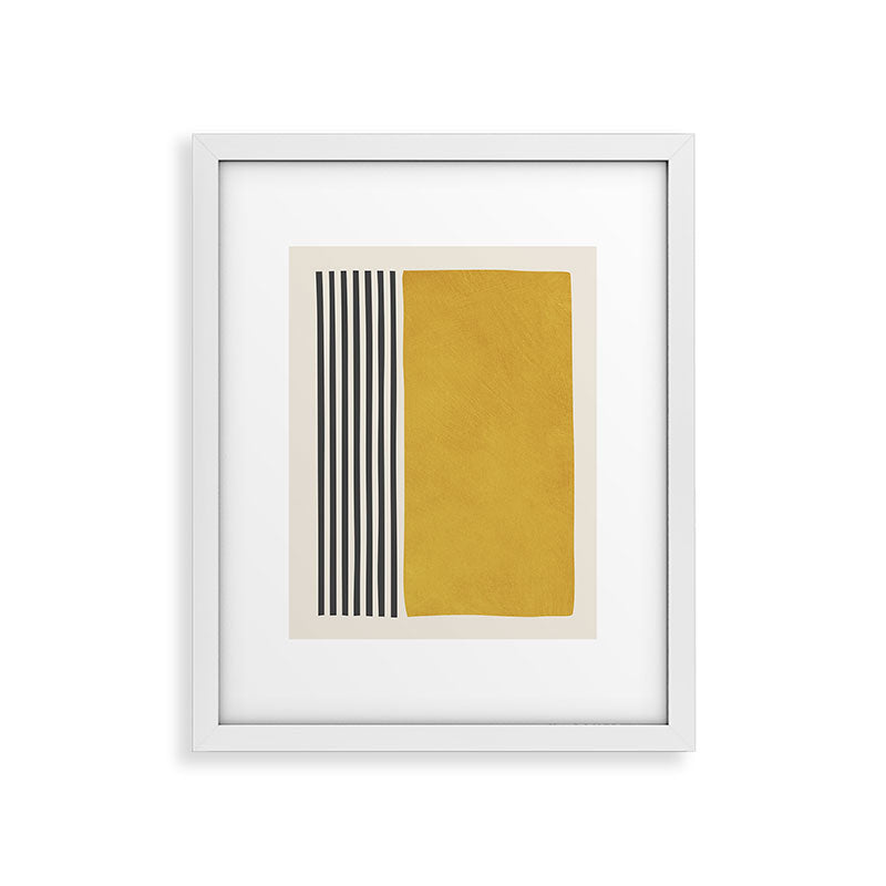 Mustard Yellow Black Lines Abstract Art Framed Art Print Gallery Image 26