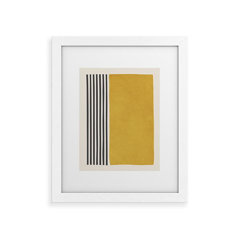 Mustard Yellow Black Lines Abstract Art Framed Art Print Gallery Image 51