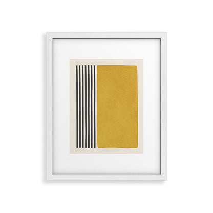 Mustard Yellow Black Lines Abstract Art Framed Art Print Gallery Image 22