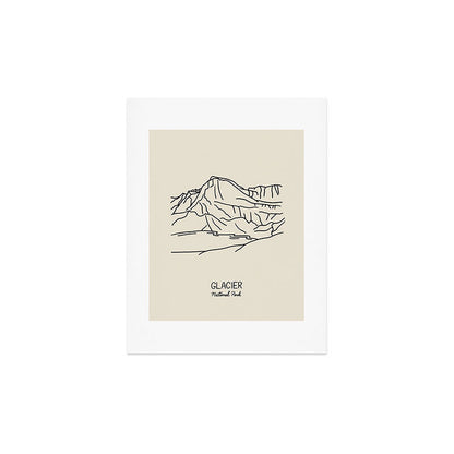 Glacier National Park Black on Cream Art Print Gallery Image 3