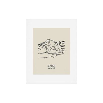 Glacier National Park Black on Cream Art Print Gallery Image 4