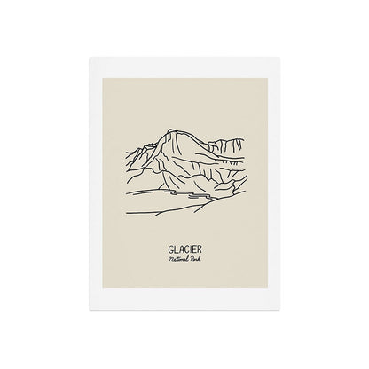 Glacier National Park Black on Cream Art Print Gallery Image 7