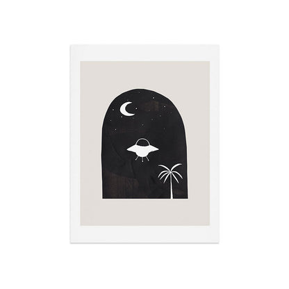 Ancient Alien Visitor Black White Minimalist Line Drawing Paper Collage by Ejaaz Haniff Art Print Gallery Image 7