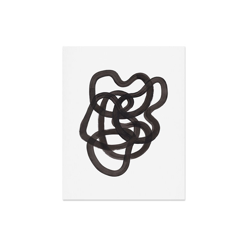 'Ink Memories' Minimalist Ink Line Drawing Abstract Black Brush Strokes Modern Funky Maze by Ejaaz Haniff Art Print Gallery Image 5