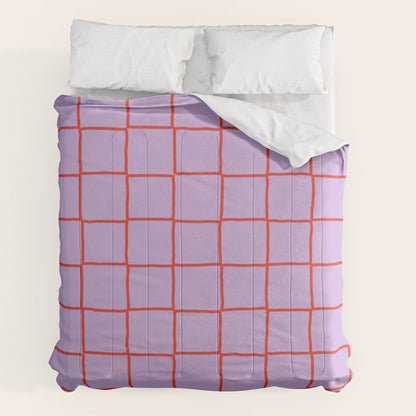 Red + Lavender Plaid Checker Comforter Gallery Image 7