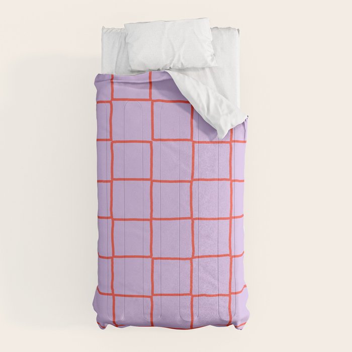 Red + Lavender Plaid Checker Comforter Gallery Image 5